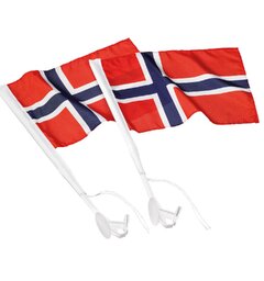 Norske bilflagg - 2stk Bilflagg til vindu