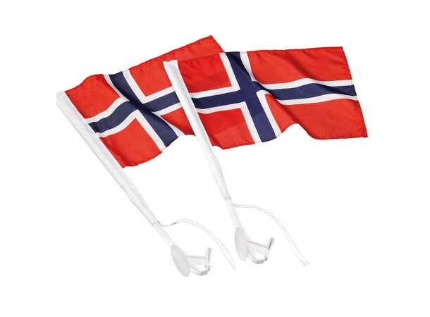 Norske bilflagg - 2stk Bilflagg til vindu 