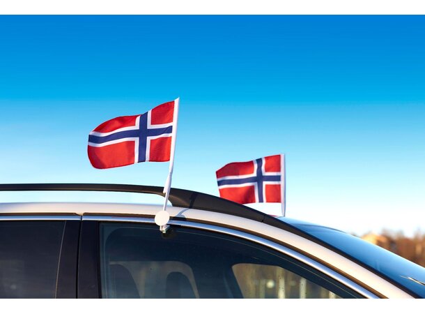 Norske bilflagg - 2stk Bilflagg til vindu 
