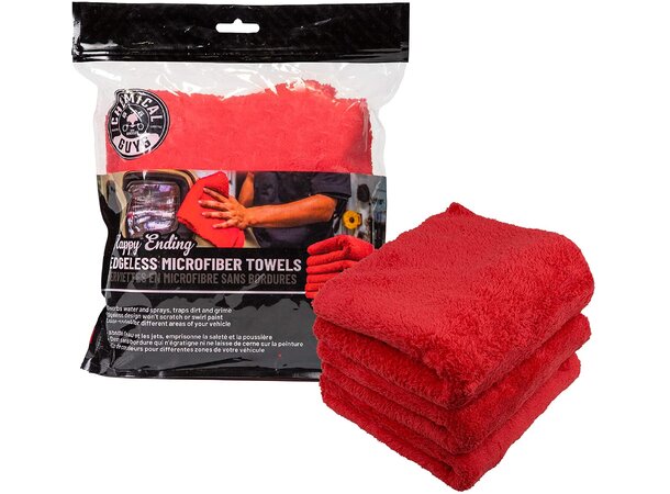 Chemical Guys Happy Ending Ultra Plush 3-pk. Mikrofiberkluter, rød 