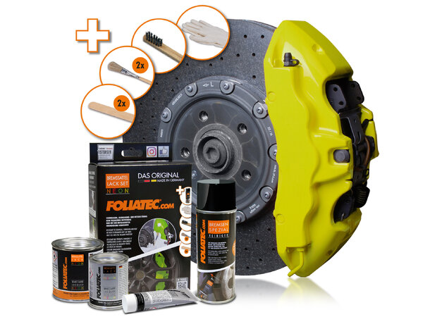 Foliatec Brake Caliper Lacquer Set NEON YELLOW, 4 components 