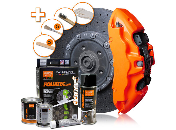 Foliatec Brake Caliper Lacquer Set NEON ORANGE, 4 components 