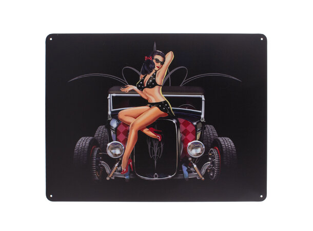 Metallskilt, Hot rod, 30x40 cm Flate skilt i aluminium, runde hjørner 