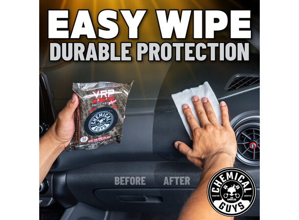 Chemical Guys VRP Wipes Utv og inv plastfornyer, 50stk 