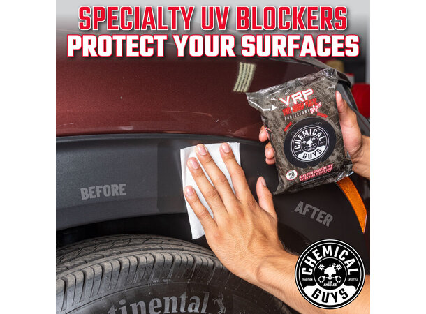 Chemical Guys VRP Wipes Utv og inv plastfornyer, 50stk 