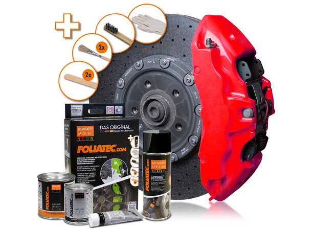 Foliatec Brake Caliper Lacquer Set NEON RED, 4 components 