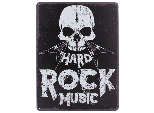 Metallskilt, Hard Rock, 30x40 cm Flate skilt i aluminium, runde hjørner 