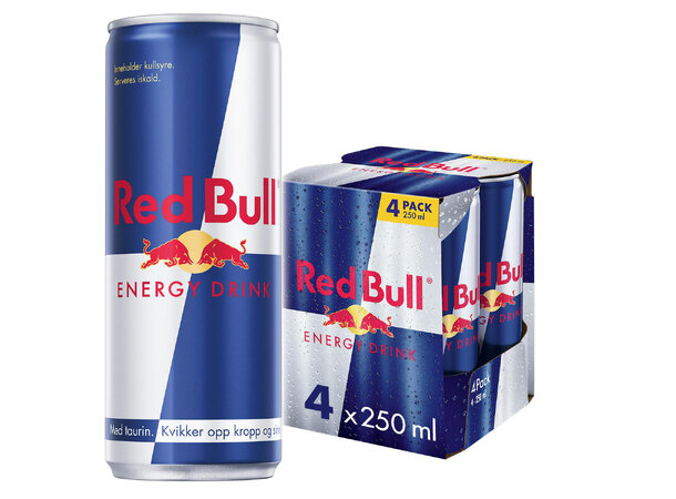Red Bull Regular 250ml 4 pk energidrikk m/ sukker 