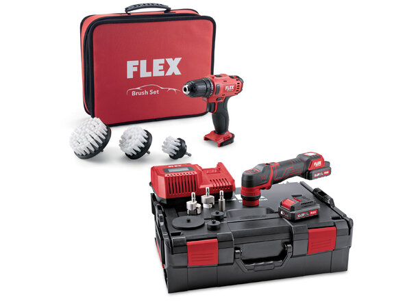Fleksibel Mini Poleringsmaskin - Flex PXE 80 inkl. Elektrisk Drill