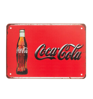Metallskilt, Coca cola, 20x30 cm Flate skilt i aluminium, runde hj&#248;rner