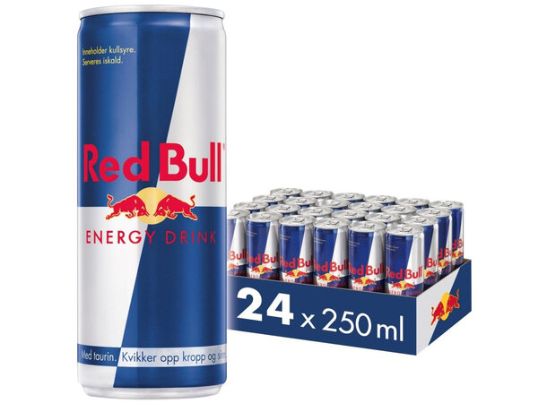Red Bull Regular 250ml 24 pk energidrikk m/ sukker 