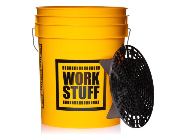Work Stuff Bucket Yellow Wash 20L ekstra solid vaskebøtte, m/ rist 