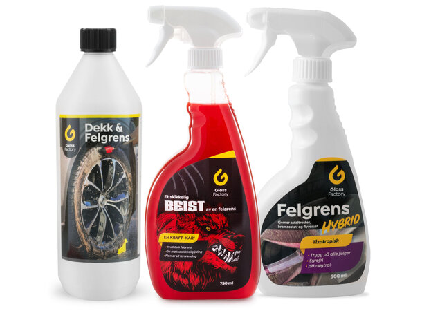 Gloss Factory Alle Felgrens Alle 3 typer felgrens samlet 