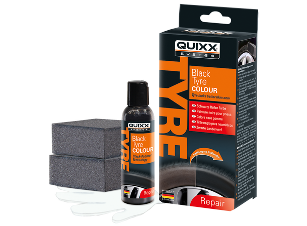 Quixx Black Tyre Colour Sort dekkfarge som får dekksidene sorte 