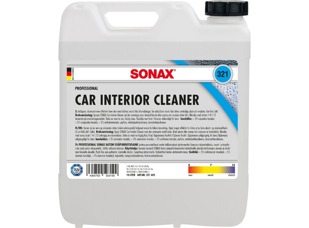 SONAX Car Interior Cleaner 10l, Rengjør tekstiler, plast, vinyl