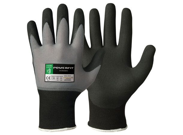Granberg monteringshanske Powerfit® Godt olje, våt og tørrgrep. Nitrilskum 