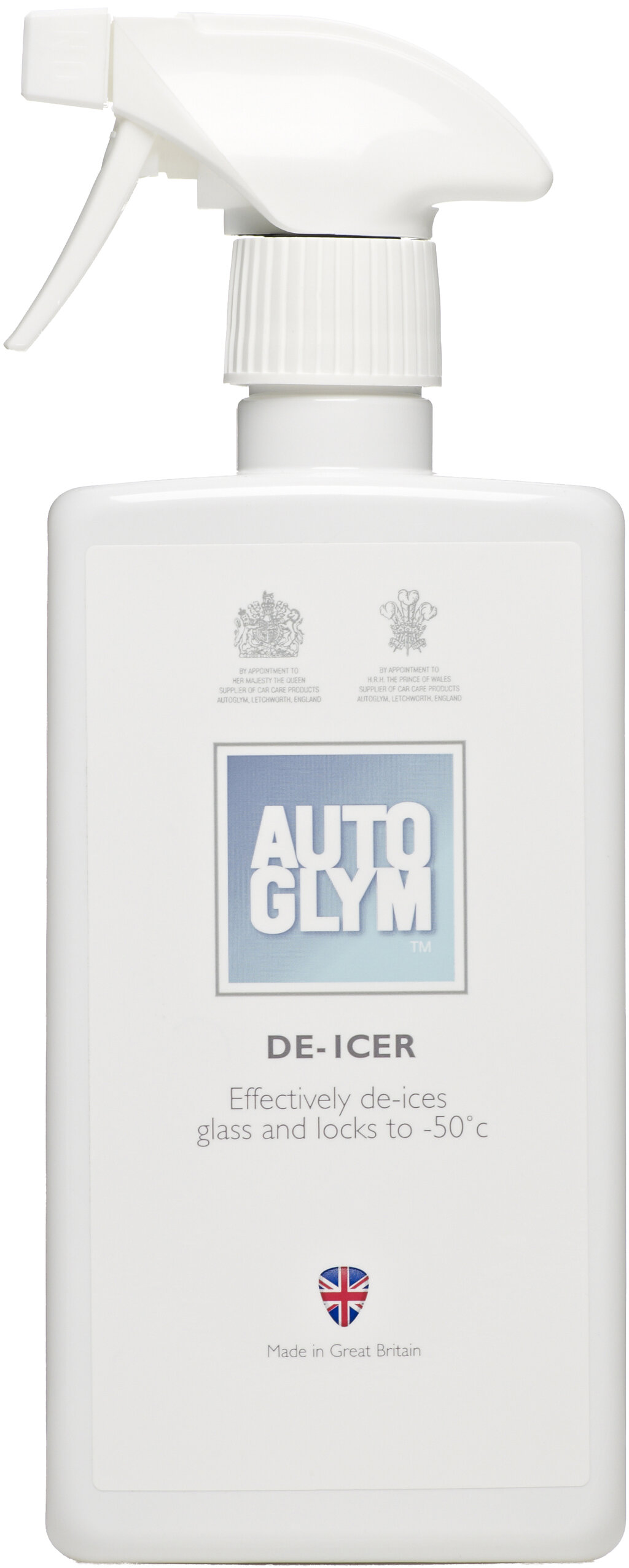 Autoglym DeIcer Tiner Opp Frosne Bilvinduer 50°C 500ml Garasjetid