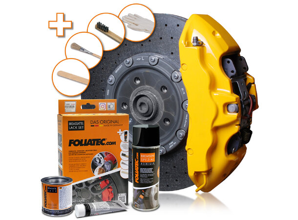 Foliatec Brake Caliper Lacquer Set Performance Yellow, 3 components 