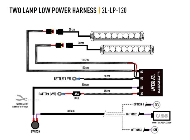 Lazer To-Lamp Wiring Kit - Enkel Tilkobling for Høytytende LED-Lykter