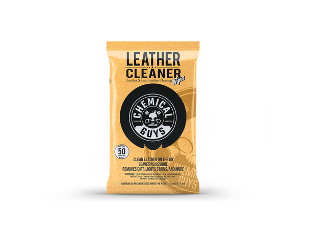 Chemical Guys Leather Cleaner Car Wipes For Lær, kunstig lær og vinyl, 50 stk 