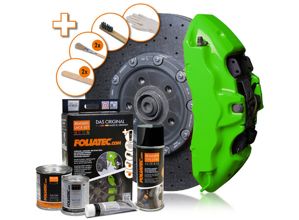 Foliatec Brake Caliper Lacquer Set NEON GREEN, 4 components 