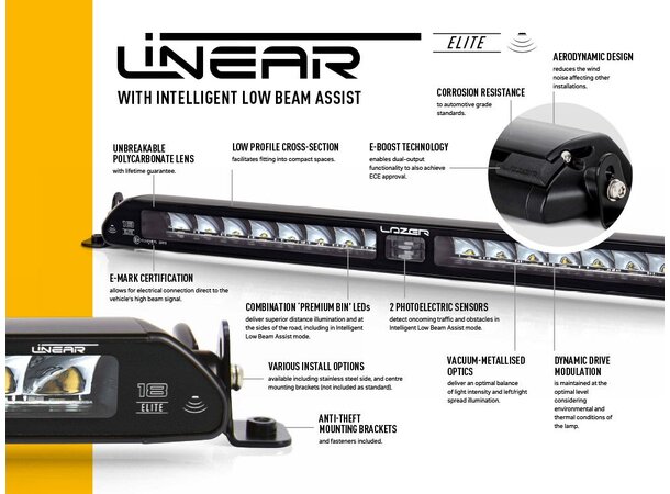 LedBar LAZER LINEAR 18 ELITE - Avansert LED Fjernlys med i-LBA
