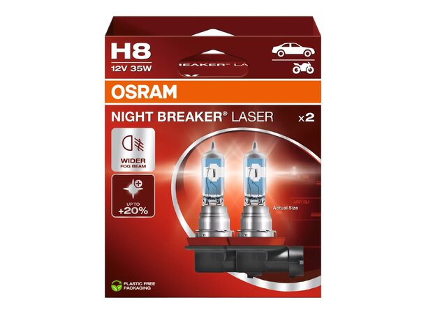 Osram Night Breaker Laser 150 H8 – Opptil 150% kraftigere lys