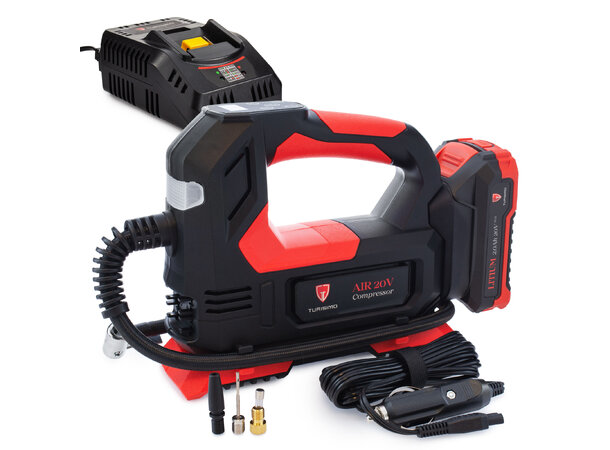 Turisimo AIR 20V kompressor med 2.0Ah batteri og lader | Garasjetid