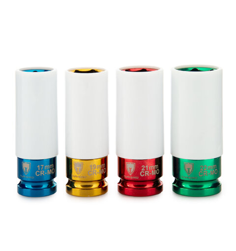 Turisimo hjulmutter pipesett 17 mm, 19 mm, 21 mm, 22 mm