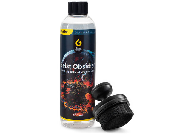 Gloss Factory Obsidian Dekk Kit Dekkfornyer & dekkbørste for sorte dekk 