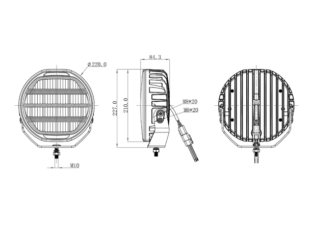 OZZ XR3 P9" 65 Black – Kraftfullt LED-fjernlys med varsellys