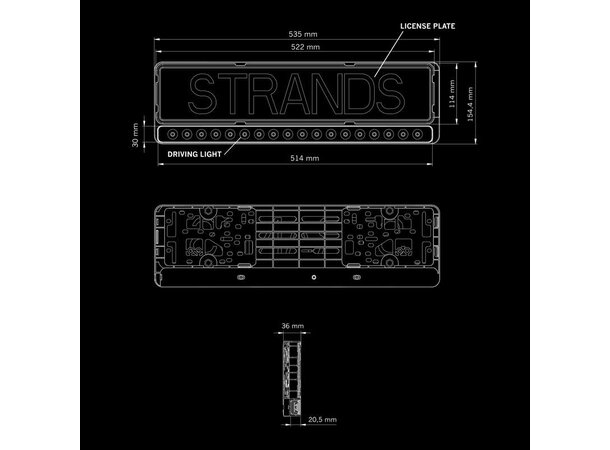 Strands Nuuk E-line LED-bar Complete kit Komplett kit for enkel montering 
