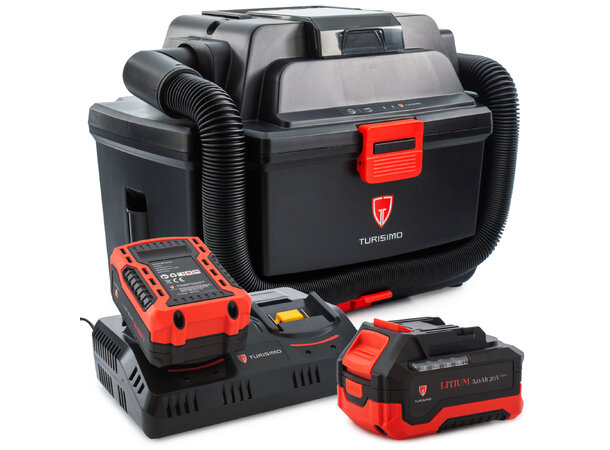 Turisimo 20V grovstøvsuger pakke med 2 batterier og dobbel lader