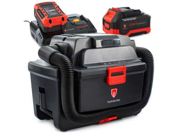 Turisimo 20V grovstøvsuger pakke med 2 batterier og dobbel lader