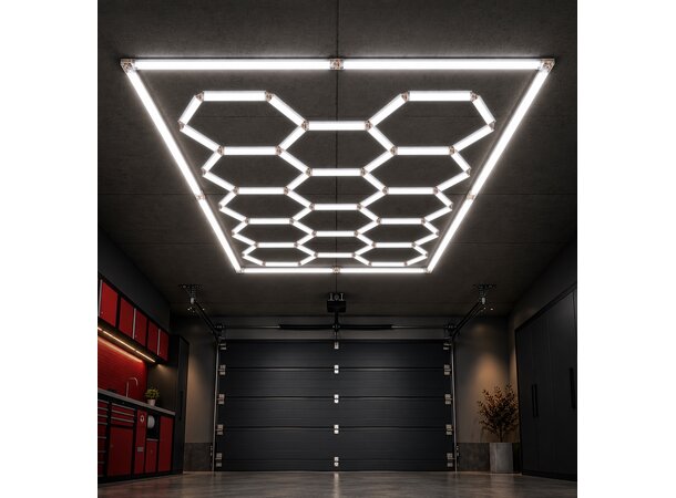 Turisimo GRID Hexagon pakke – LED-belysning til garasje | Garasjetid