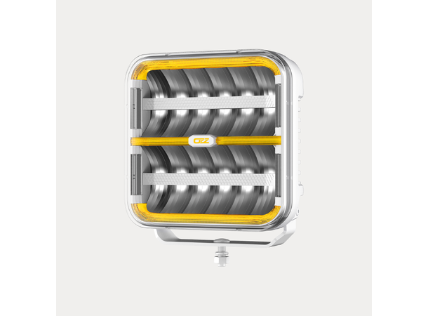 OZZ SQR 9" Hvit – LED fjernlys med boost og varsellys