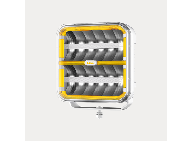OZZ SQR 9" Hvit – LED fjernlys med boost og varsellys
