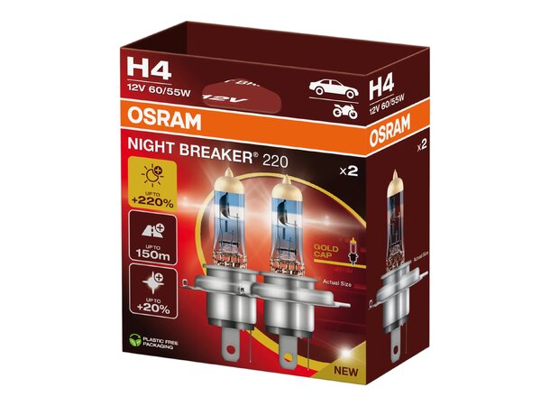 Osram Night Breaker 220 H4 – opptil 220% mer lysstyrke | Garasjetid