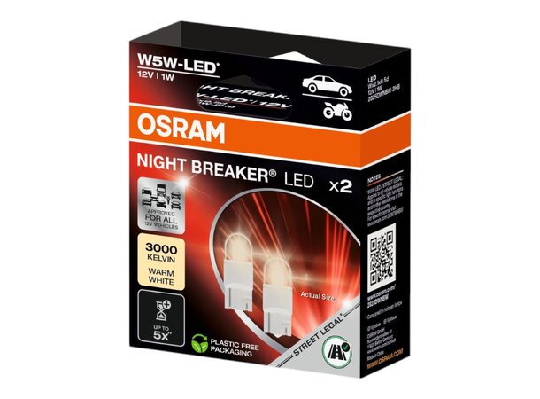 Osram Night Breaker W5W Oppgrader med godkjente LED pærer 