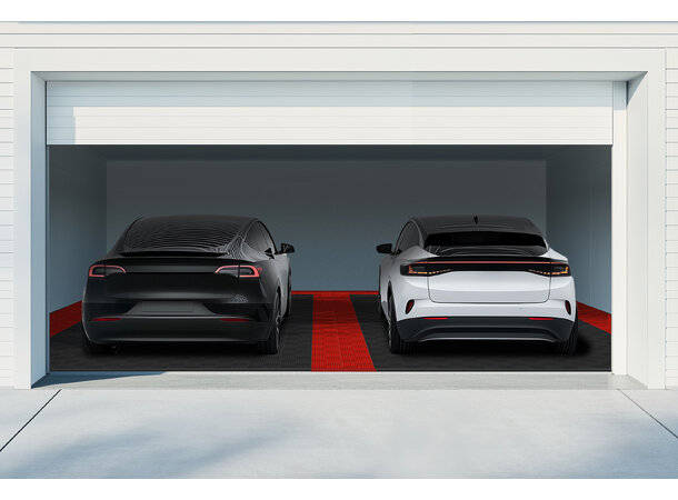 Versoflor Garasjegulv rød/sort dobbel Komplett garasjegulv til 50kvm garasje 