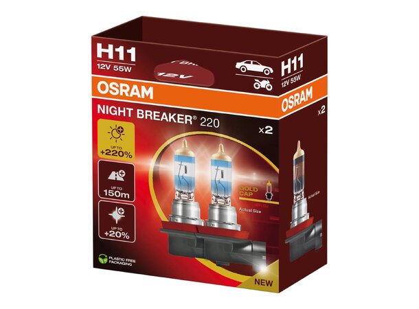 Osram Night Breaker 220 H11 – opptil 220% mer lys | Garasjetid.no