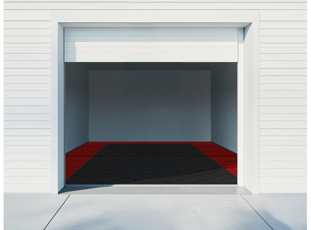 Versoflor Garasjegulv rød/sort enkel Komplett garasjegulv til 20kvm garasje 