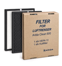 Arida Clean 600 luftfilter sett 1 stk HEPA-13 og 1 stk Aktivt Kullfilter