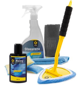 Krystallklar sikt med vannperling Rengjør rutene og gjør de vannavvisende