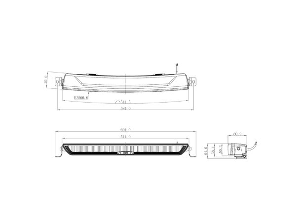 OZZ XB1 P20" LED-bar med posisjonslys sort | 7000 effektive lumen