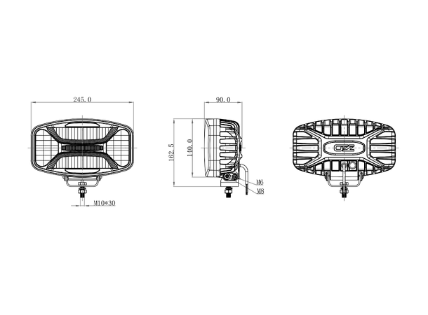 OZZ XR2 P7" LED fjernlys 7200 lumen, parklys, IP69K