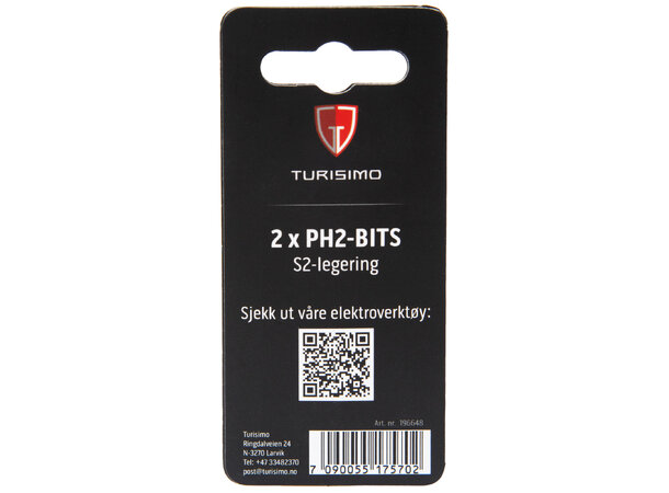 Turisimo PH2x50mm bitspakke 2 x PH2-bits i S2-legert stål 