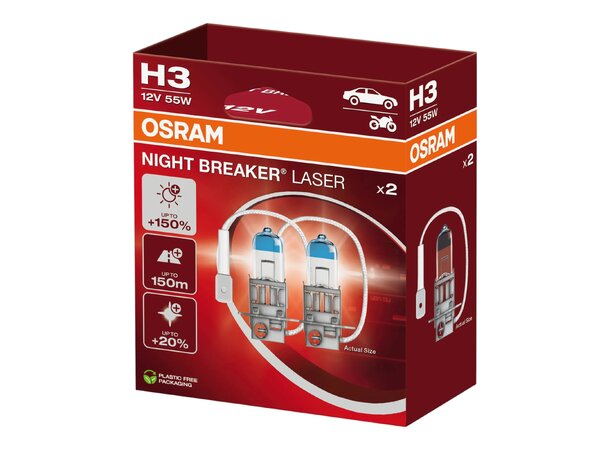 Osram Night Breaker Laser 150 H3 – opptil 150% mer lys | Garasjetid