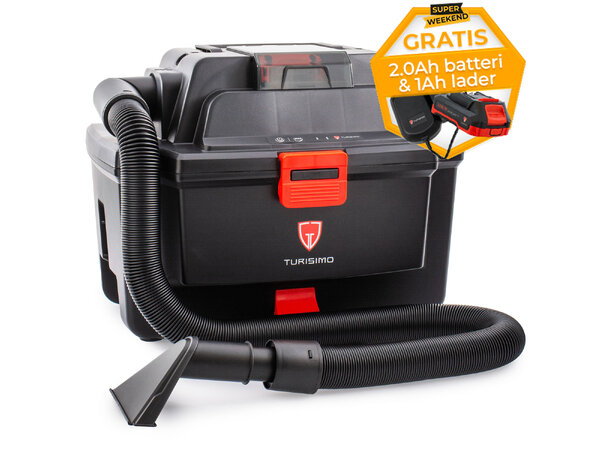 Turisimo VAC 20V Grovstøvsuger-pakke Super Weekend- Gratis batteri og lader 
