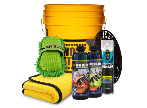 Gloss Factory Deilig Vaskepakke Bilvaskepakke inkl. bøtte, såper og tørk 